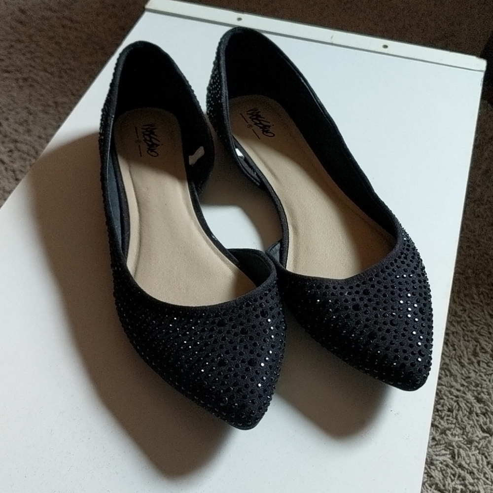 Black rhinestone flats